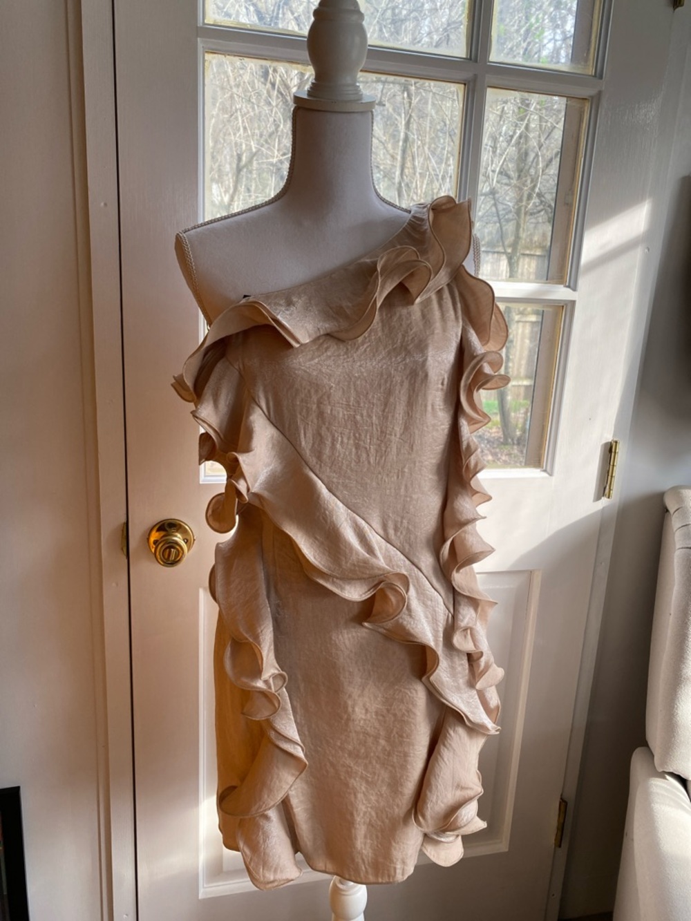 Laundry By Shelli Segal One-Shoulder Ruffle Dress in Blush